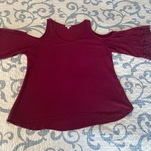 Cold shoulder maroon shirt size large
